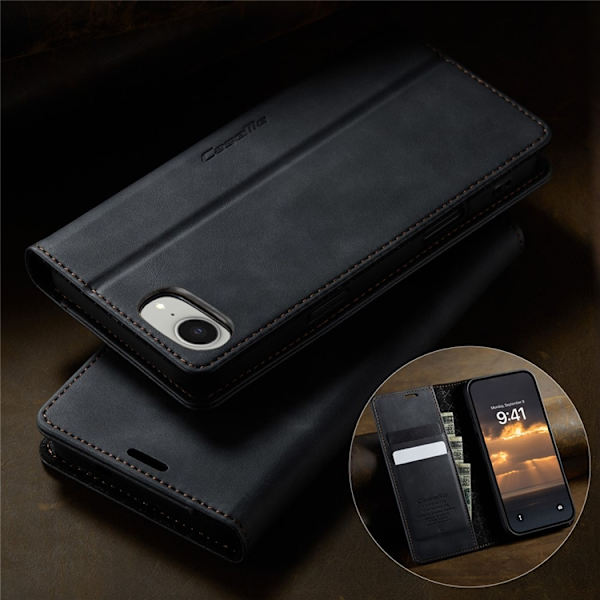 Caseme iPhone 16e Plånboksfodral RFID Blocking - Svart Svart