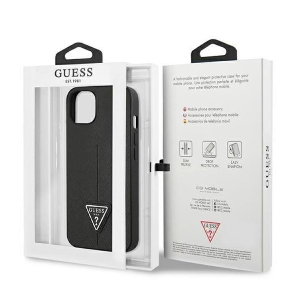 Guess iPhone 13 Mini Skal Saffiano Triangle Logo - Svart