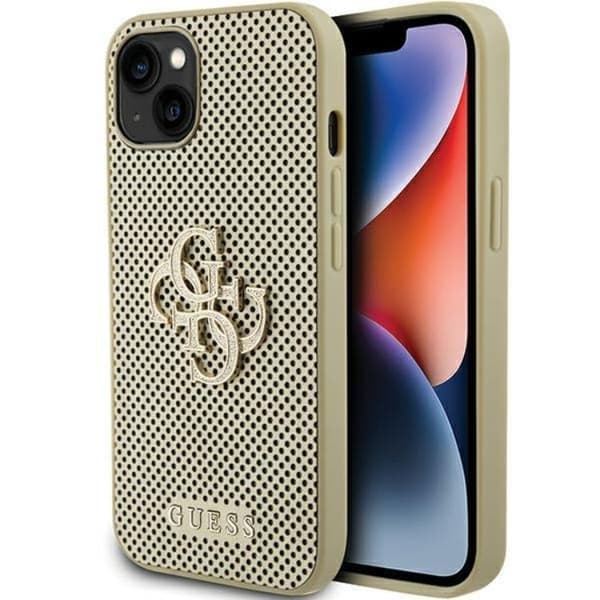 Guess Mobilskal till iPhone 15 Perforated Glitter - Guld Guld