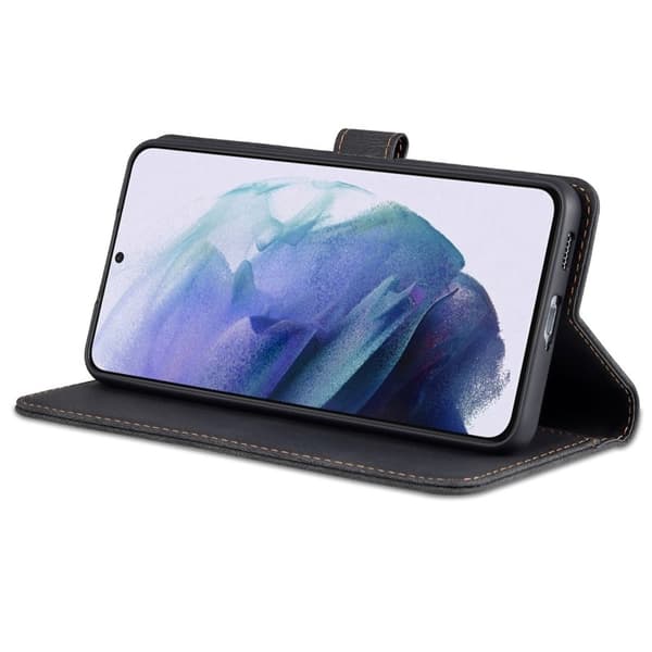 AZNS Samsung Galaxy S21 FE Plånboksfodral Konstläder - Svart