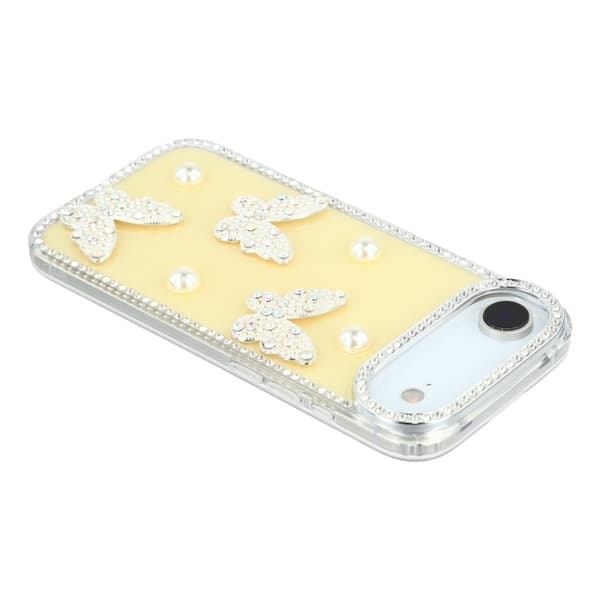 Mobilskal till iPhone Air Rhinestone Edge Pearl Butterfly Gul