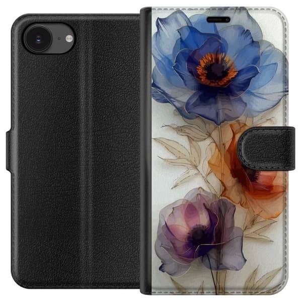 Apple iPhone 16e Pung Taske med Silkeblomster