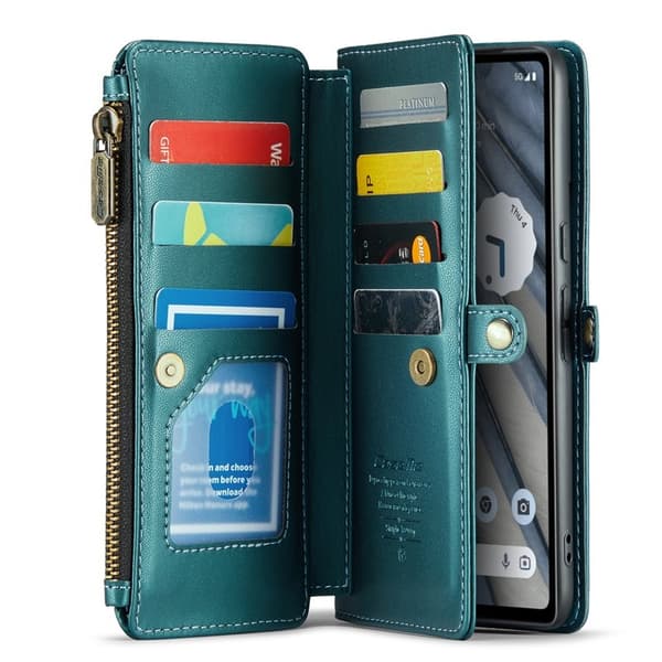CASEME Plånboksfodral Konstläder för Google Pixel 7a med kortfack - Grön