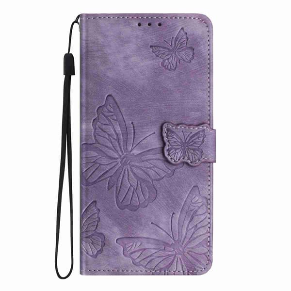 OnePlus 15 5G Konstläder Plånboksfodral Butterfly Skin-Touch Lila