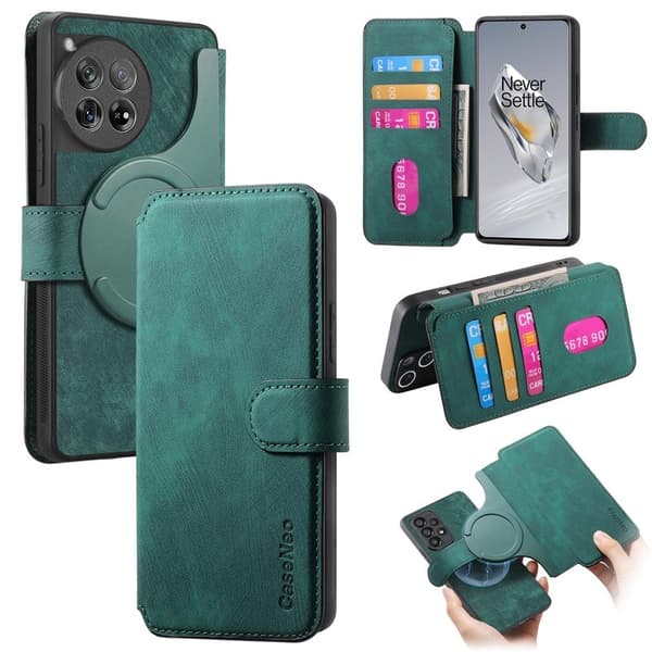 CASENEO OnePlus 12 5G Plånboksfodral Konstläder - Grön