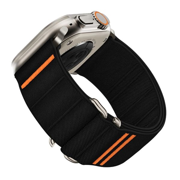 Tech Protec Apple Watch (44/45/46/49mm) Armbånd Nylon Slip - Sort Svart