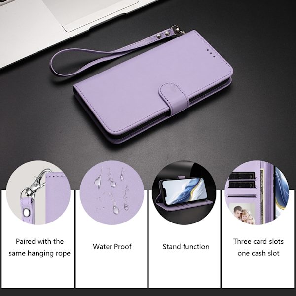 iPhone Air Plånboksfodral Läder med Handledsrem Lila