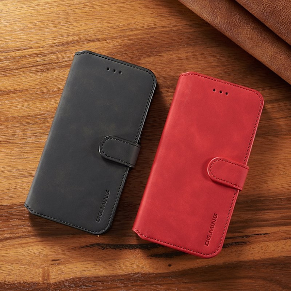 DG.MING Retro Plånboksfodral Konstläder för iPhone 8 Plus - Svart