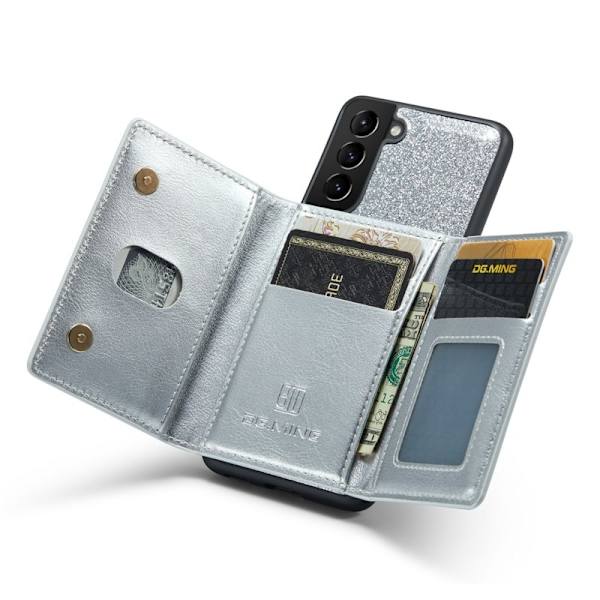 DG.MING M3 Series Samsung Galaxy S23 Konstläder Plånboksfodral Silver
