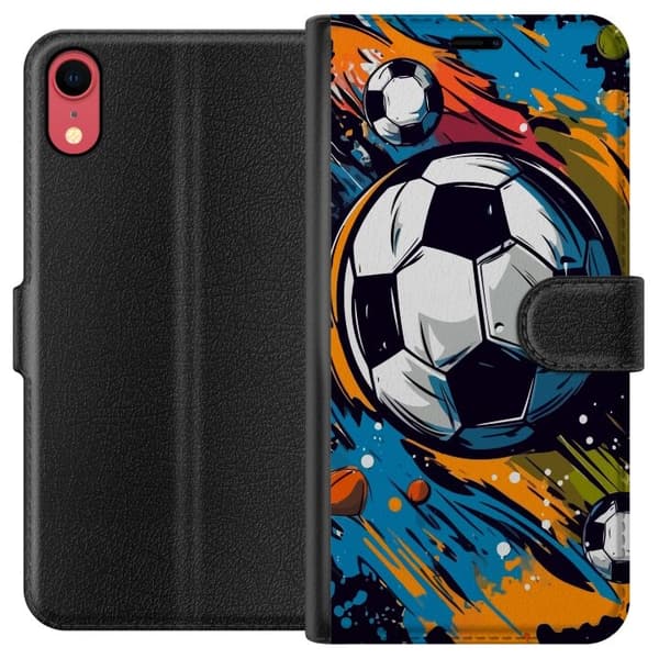 Plånboksfodral till Apple iPhone XR med Fotbollar