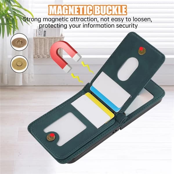 Galaxy Z Flip 7 Plånboksfodral Kickstand med Axelrem - Grön Grön
