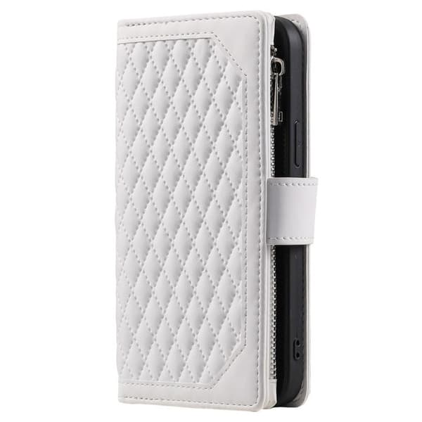 iPhone 14 Pro Plånboksfodral Rhombus - Vit Vit