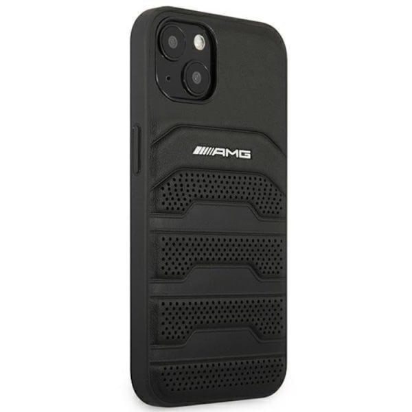 AMG iPhone 14 Plus Skal Läder Debossed Lines - Svart Svart