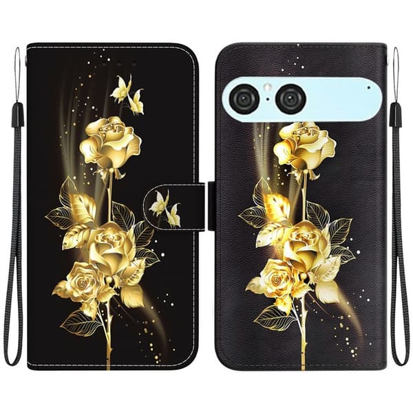 Sony Xperia 10 VII Konstläder Plånboksfodral Pattern Printing - Guld Rosa Guld
