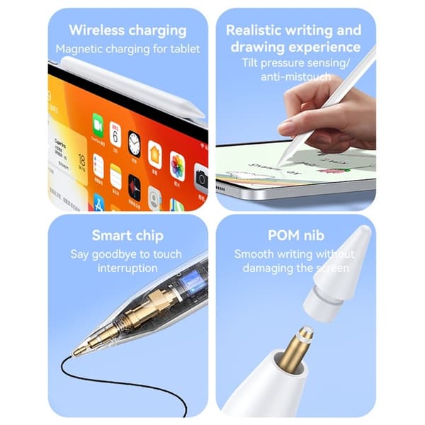YESIDO iPad Stylus Penna Trådlös Laddning Magnetisk Vit Vit