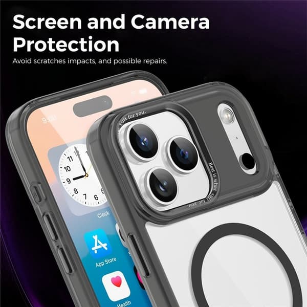 Mobilskal till iPhone 17 Pro Max MagSafe Transparent TPU+PC - Svart Svart