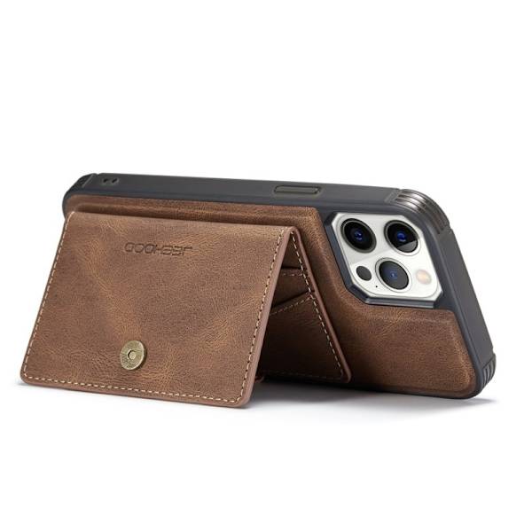 JEEHOOD Detachable Magnetic Wallet Mobilskal iPhone 12 Pro - Brun