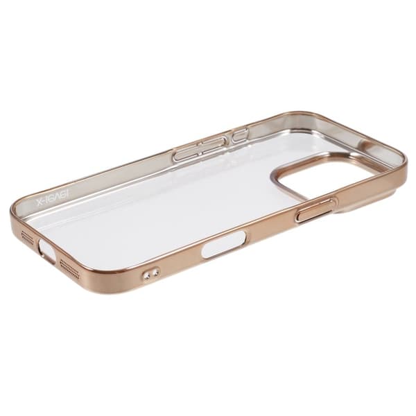 X-LEVEL Mobilskal till iPhone 16 Pro Max Klar PC Bak Elektropläterad Guld