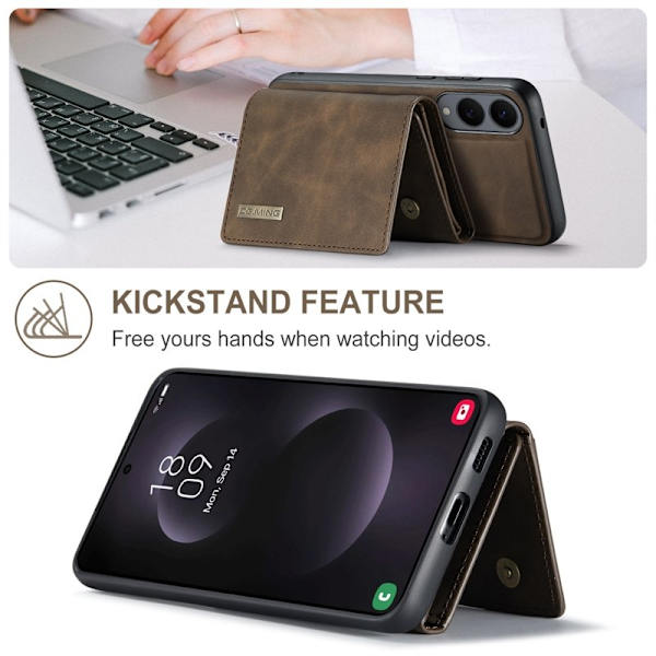DG.MING Samsung Galaxy S25 Edge Konstläder Plånboksfodral Brun