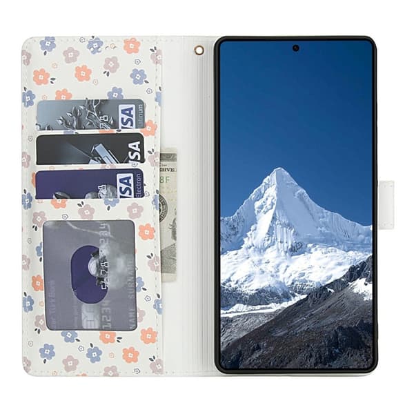 Galaxy S25 Ultra Plånboksfodral Rhombic Floral A4 Vit