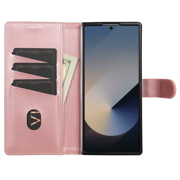 AZNS Samsung Galaxy Z Fold7 Plånboksfodral Konstläder - Roséguld