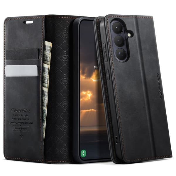 CaseMe Plånboksfodral för Samsung Galaxy S26 Plus Konstläder RFID - Svart