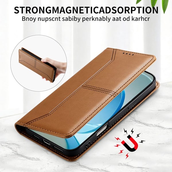 Plånboksfodral för Samsung Galaxy S26 Plus Ställfunktion Konstläder - Brun