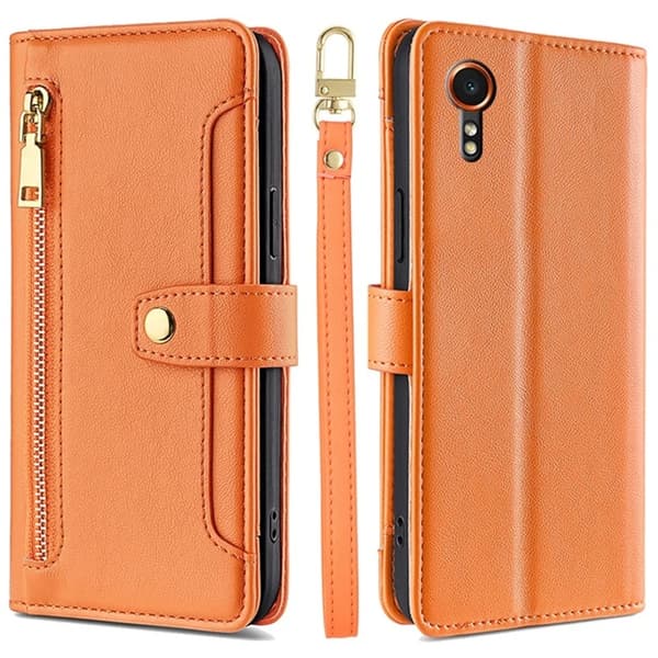 Galaxy Xcover 7 Konstläder Plånboksfodral Shockproof - Orange Orange