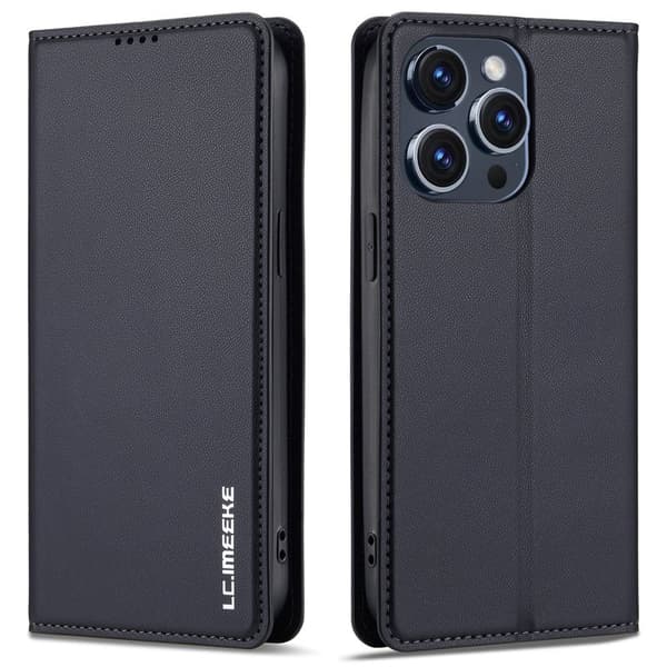 LC.IMEEKE L1 Series iPhone 15 Pro Plånboksfodral Konstläder - Svart