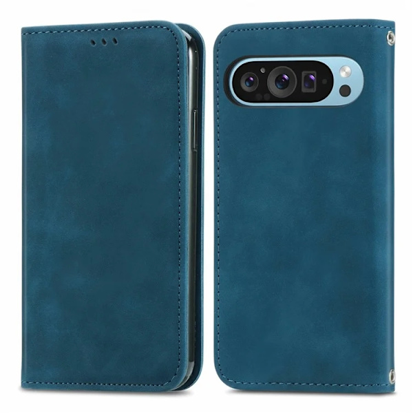 Google Pixel 10/10 Pro Konstläder Plånboksfodral Magnetic Absorption - Blå Blå