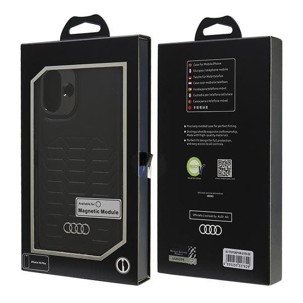 Audi Telefontaske til iPhone 16 Plus MagSafe Syntetisk Læder - Sort Black