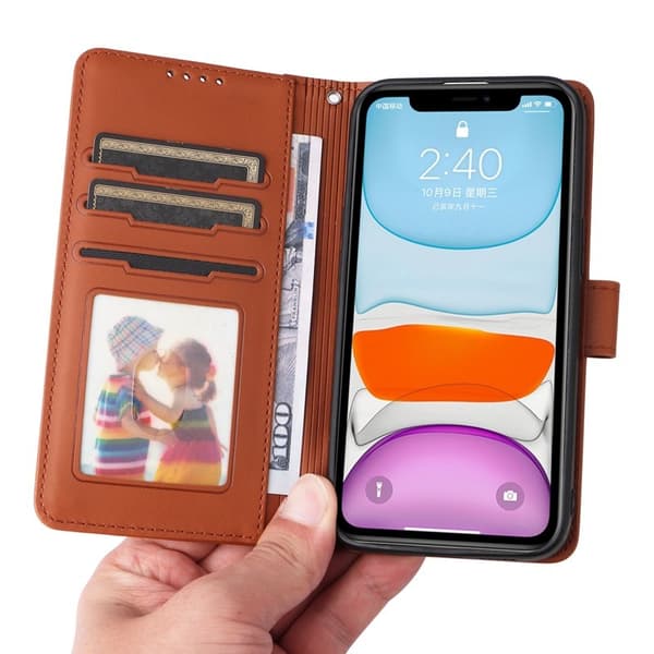 BETOPNICE iPhone 11 Plånboksfodral Magnetiskt Detachable Konstläder - Brun