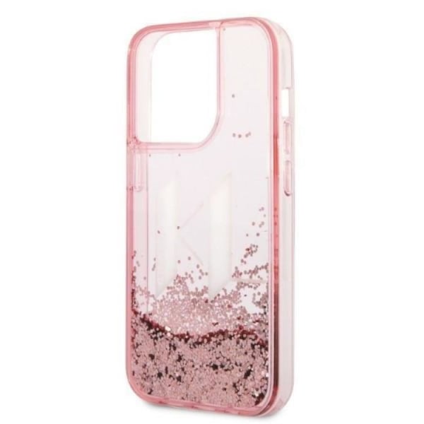 Karl Lagerfeld iPhone 14 Pro Skal Glitter Big KL - Rosa