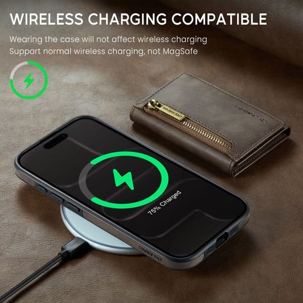 DG.MING M5 Series iPhone Air Plånboksfodral Konstläder Magnetiskt Brun