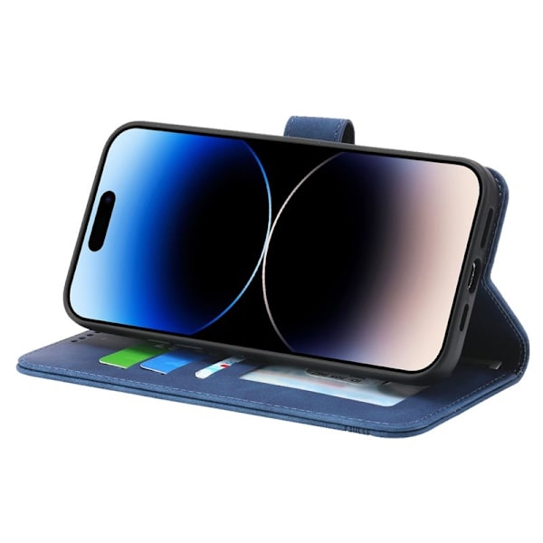 DIERFENG DF-03 iPhone 14 Pro Max Plånboksfodral Konstläder - Blå