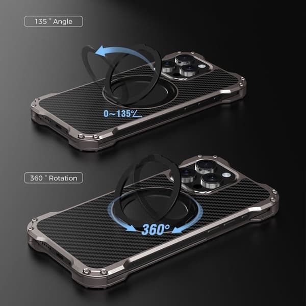 R-JUST RJ-51 Mobilskal till iPhone 15 Pro Aluminium Legering Svart