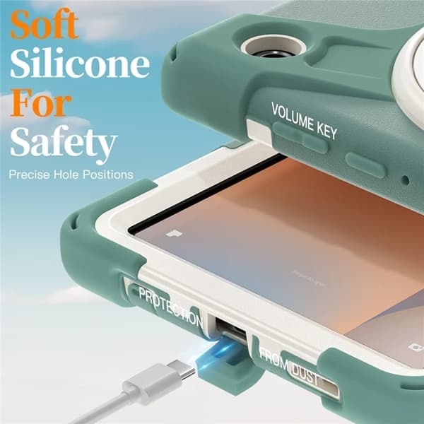 Mobilskal till Galaxy Tab A11 Kickstand Silikon Axelrem Grön