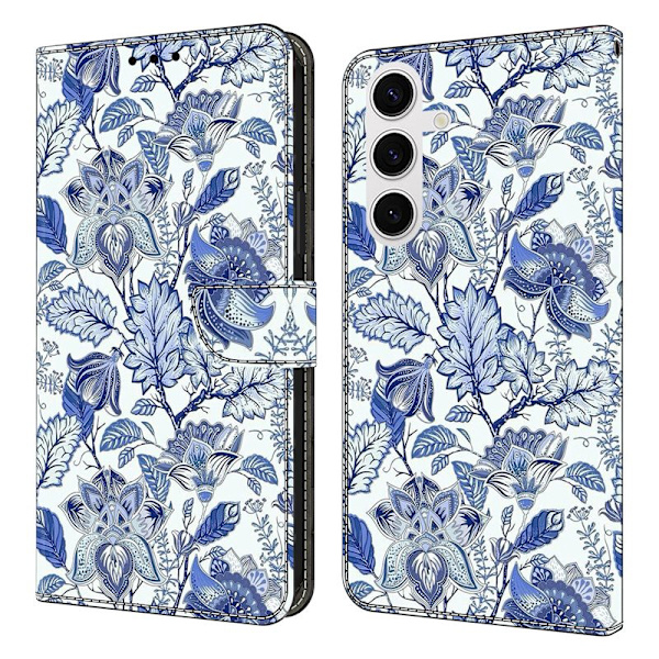 Plånboksfodral för Samsung Galaxy S26 Plus Konstläder Stå - Blå Blomma