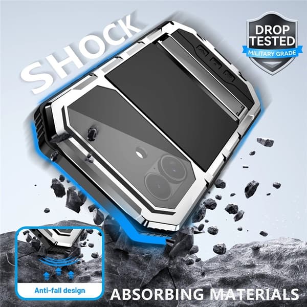 R-JUST Mobilskal till iPhone 17 med Härdat Glas Kickstand - Silver Silver