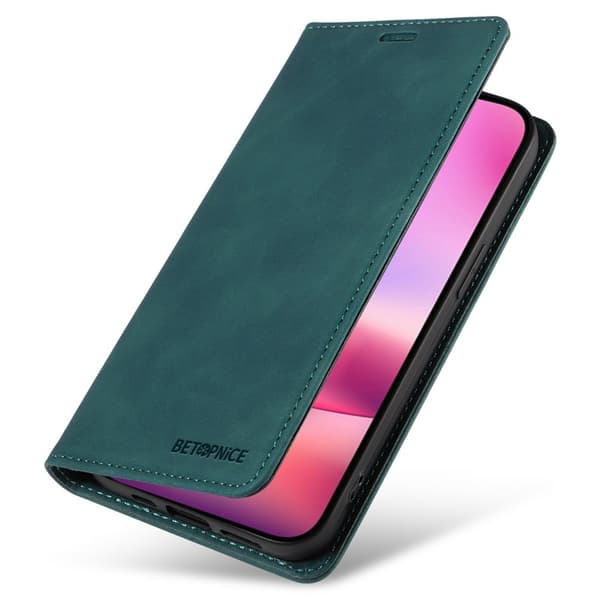 BETOPNICE 003 iPhone 16 Plånboksfodral i Konstläder - Grön
