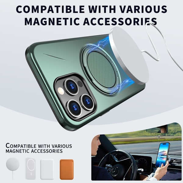Mobilskal till iPhone 13 Pro Max MagSafe Rotating Kickstand TPU + PC Grön