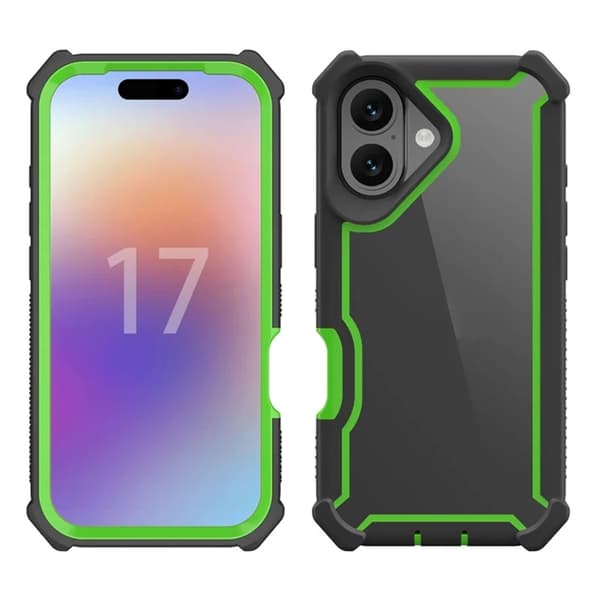 Mobilskal till iPhone 17 TPU + PC Shockproof - Svart/Grön Grön
