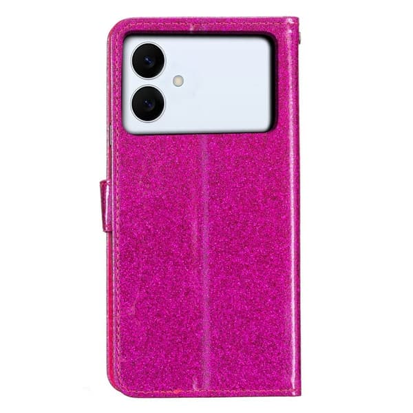 Samsung Galaxy S26 Edge Plånboksfodral Glitter Anti-Scratch Konstläder - Rosa