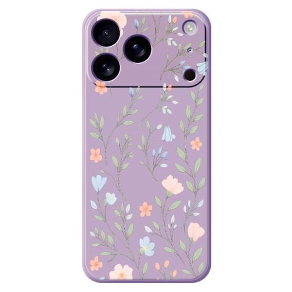 Mobilskal till iPhone 17 Pro Max Rosa Blue Flowers Pattern TPU - Lila Lila
