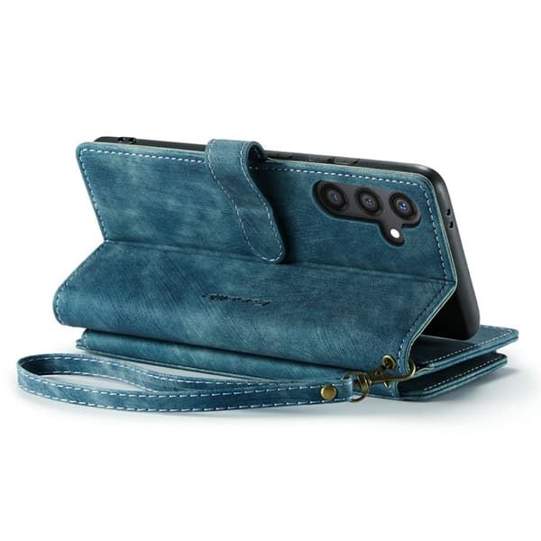 CASEME Konstläder Plånboksfodral för Samsung Galaxy S24 med Rem - Blå