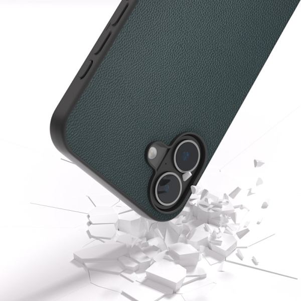 ABEEL Mobilskal till iPhone 16 Plus Äkta Läder PC+TPU Grön