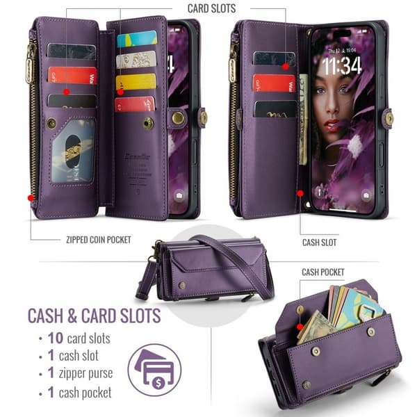 CASEME Plånboksfodral Konstläder för iPhone 17 Pro Max - Lila