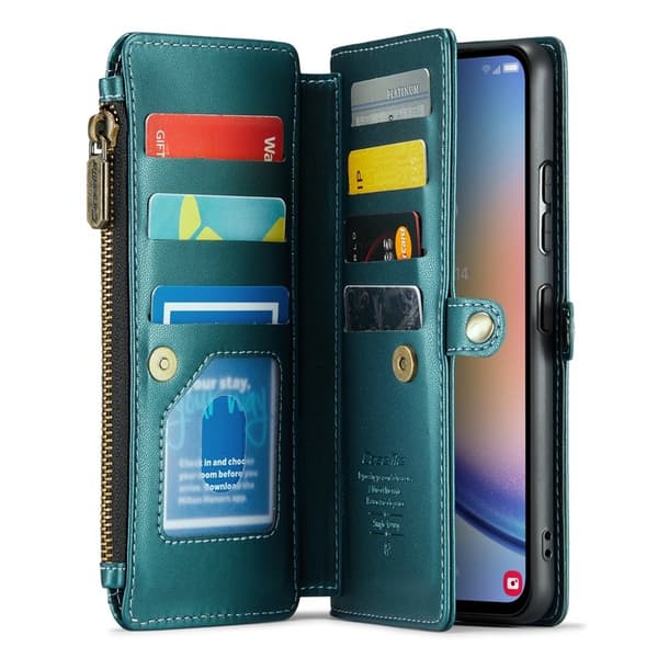 CASEME Plånboksfodral Konstläder för Samsung Galaxy A34 5G - Grön