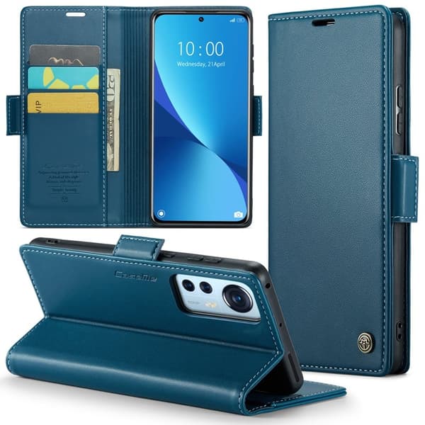 CASEME Plånboksfodral Konstläder för Xiaomi 12 5G - Blå