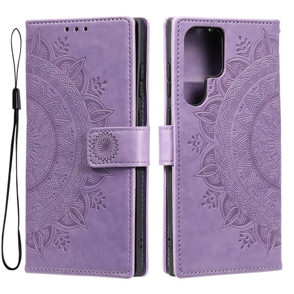 Galaxy S26 Ultra Plånboksfodral Imprinted Totem Konstläder - Lila Lila